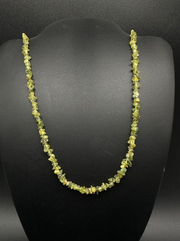 Vintage Peridot Beaded Long Necklace 36”