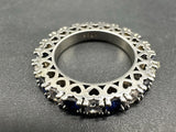 Full Eternity Lab Created Sapphire Wedding Band Ring Sz 7 925 Sterling Silver