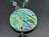 Vintage 925 Vermeil Statement Abalone Y-Drop Chandelier Elegant Necklace 32"