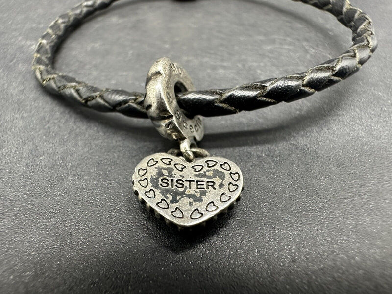 Pandora Sterling Silver S925 My Special Sister Heart Dangle Charm Bracelet 6.25"