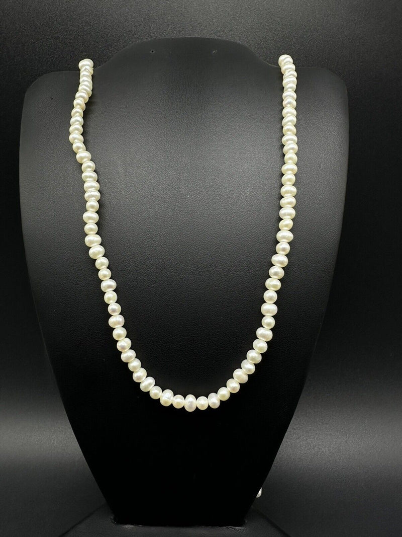 Natural Genuine Pearl 48” Round 5mm White Freshwater Pearl Long Necklace