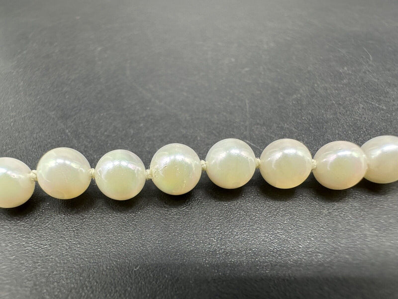 14k Gold Lustrous Genuine Pearl Bracelet 7" long