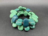 Flat Turquoise Wrap Bracelet- Turquoise Beaded Bracelet 7”