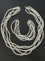 5 Strand Freshwater Pearl Seed Bead Bracelet & Necklace Set 14k Gold Clasp 20”