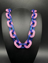 Pink And Blue Translucent Cable Link Acrylic Chain Link Necklace 20”