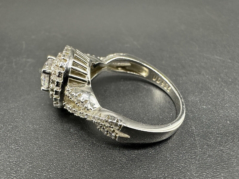 925 STERLING SILVER CZ HALO RING SIZE 6