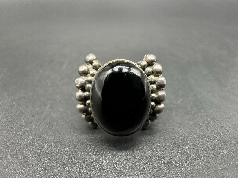 STERLING SILVER BLACK Onyx STONE RING SIZE 7 925 FINE