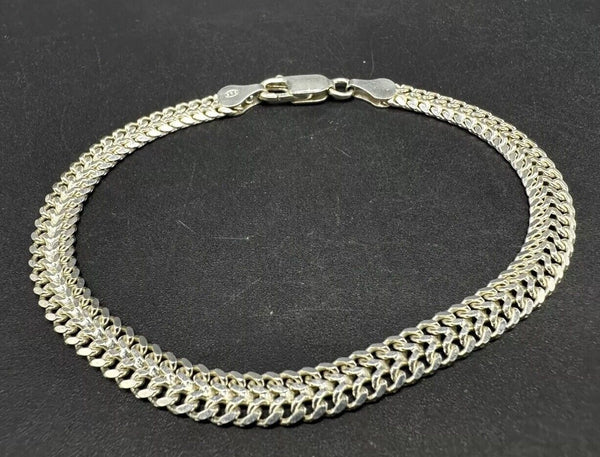 Sterling Silver Brick Mesh Link Bracelet Signed 925 7.75”~8 Grams