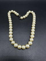 Vintage Faux Pearl Necklace Sterling Silver Clasp -15” Long