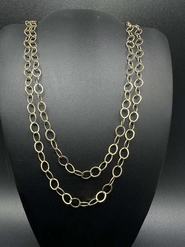 96-inch  Extra Long Sterling Silver Gold Tone Open Link Chain Necklace 23 grams