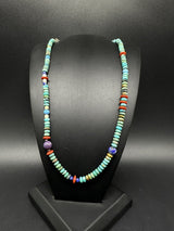 Sterling Silver Native Navajo Green Turquoise Necklace 20”