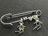 Vintage Large Sterling Silver Mom Charm Brooch~925 Safety Pin Dangle Kids Charms