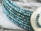 Mother Of Pearl Faux  Turquoise Seed  Memory Wire Flex Wrap Necklace 15” Long