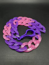 Acrylic Curb Link Necklace Pink and Purple 20”