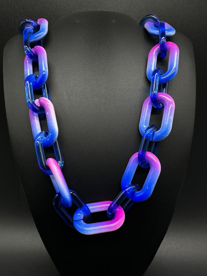 Ombré Cable Link Acrylic Chain Link Necklace 18”