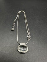 Silver Tone Swarovski CRYSTAL Pendant Necklace 17"