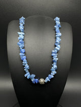 Kyanite Blue Gemstone Bead Sterling Silver Ball  Necklace 16”