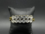 Signed Chico's Crystal Rhinestone Gold Tone Bracelet Heavy Link