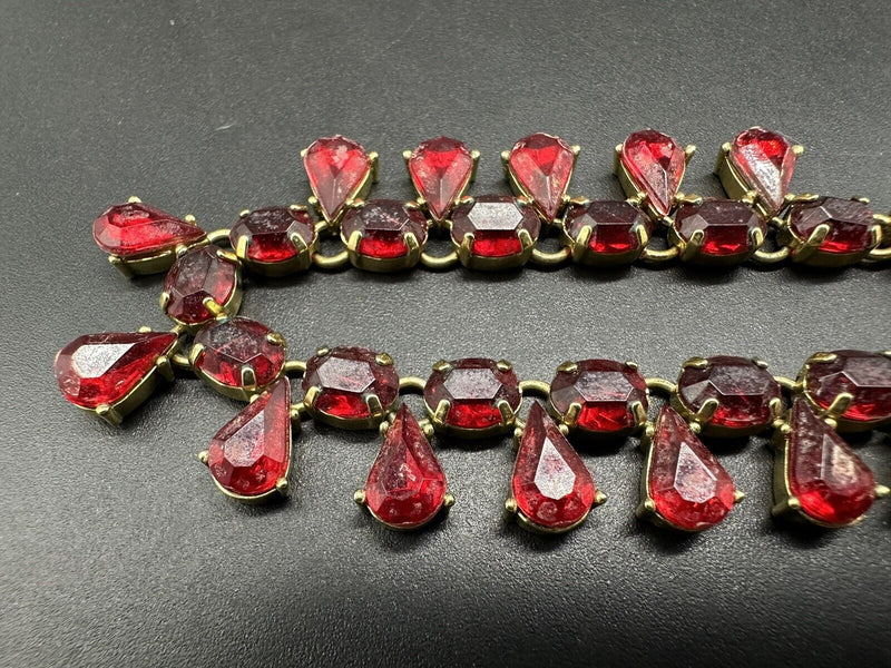 Vintage Estate Avon Red Rhinestone Necklace 19”