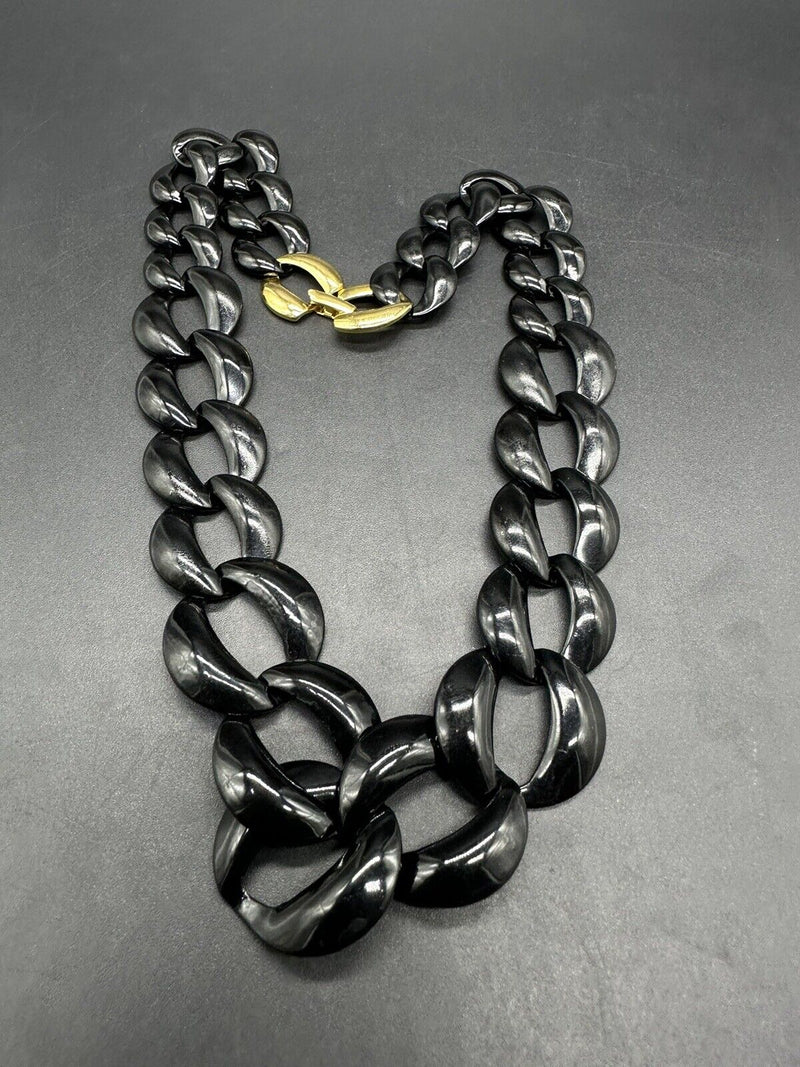 Vintage Napier Necklace Black Metal 18”