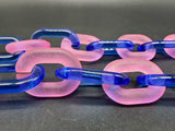 Pink And Blue Translucent Cable Link Acrylic Chain Link Necklace 20”