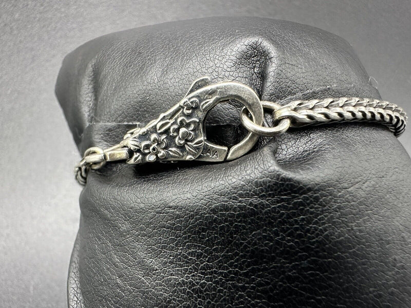 Trollbeads LAA Sterling Silver Charm Bracelet 6 Glass Lampwork Beads 6 Inch