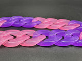 Acrylic Curb Link Necklace Pink and Purple 20”