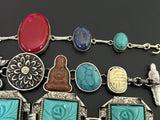 Silver Tone Estate Statement Colorful Stone Bracelets Lot Of 4