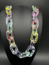 Clear Translucent Cable Link  Multicolor Acrylic Chain Link Necklace 18”