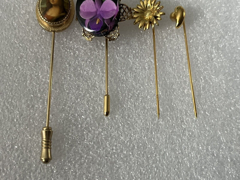 Vintage Monet Trifari Sarah Cov Stick Pins Lot of 4