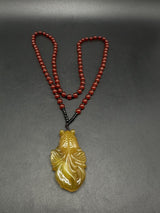 Agate Beaded Pendant Necklace 26”