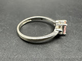 Pink Clear Stone 925 Sterling Ring Sz 8.25