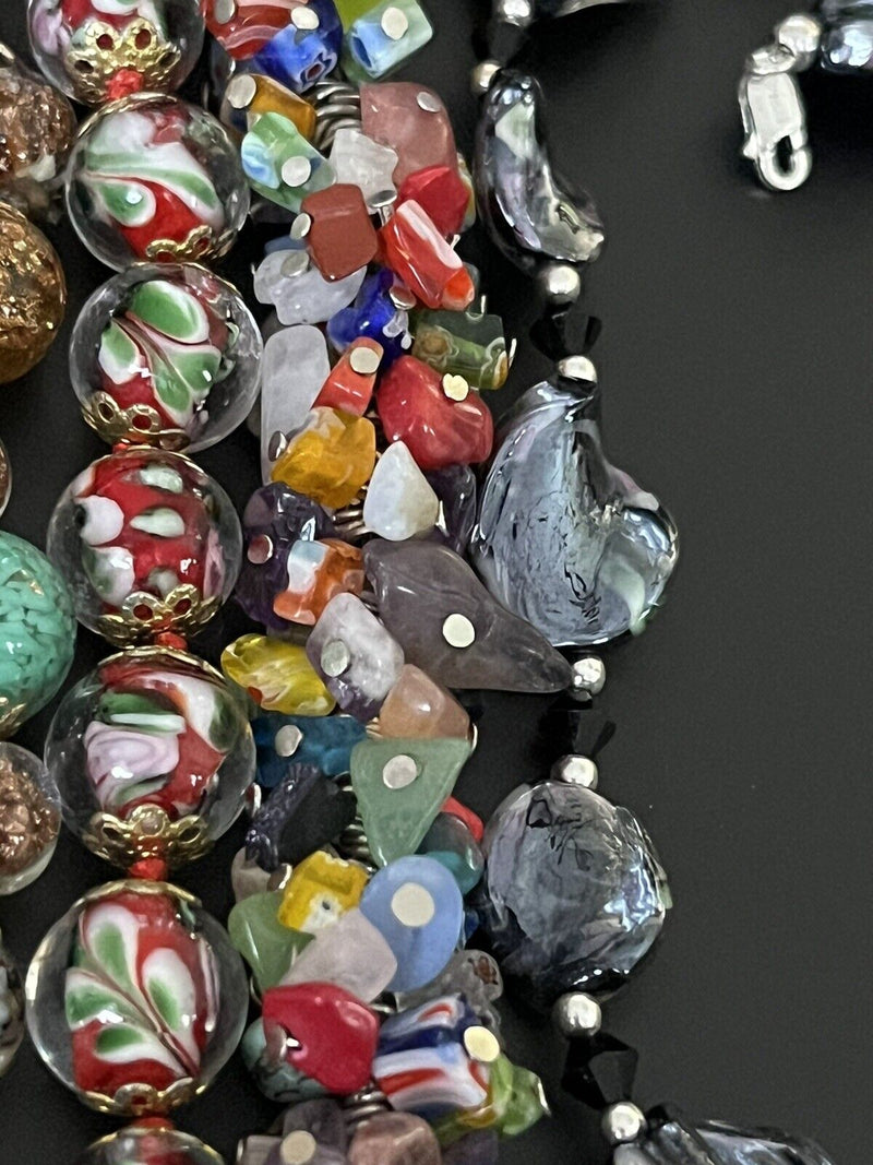 Lot of Assorted Millefiori & Art Glass Beaded Jewelry 12pcs