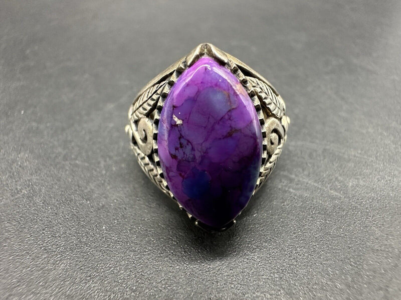 Purple Rhombus Stone 925 Sterling Silver Ring Size 7, 7Gs