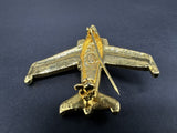 Kirks Folly Airplane Brooch Gold Tone Rhinestone