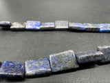 18” Natural Lapis Lazuli Flat Square Beads Sterling Clasp Necklace 30Gs