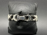 Sterling Silver Black Onyx Chain Slide Charm Bracelet 7”