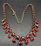 Vintage Estate Avon Red Rhinestone Necklace 19”