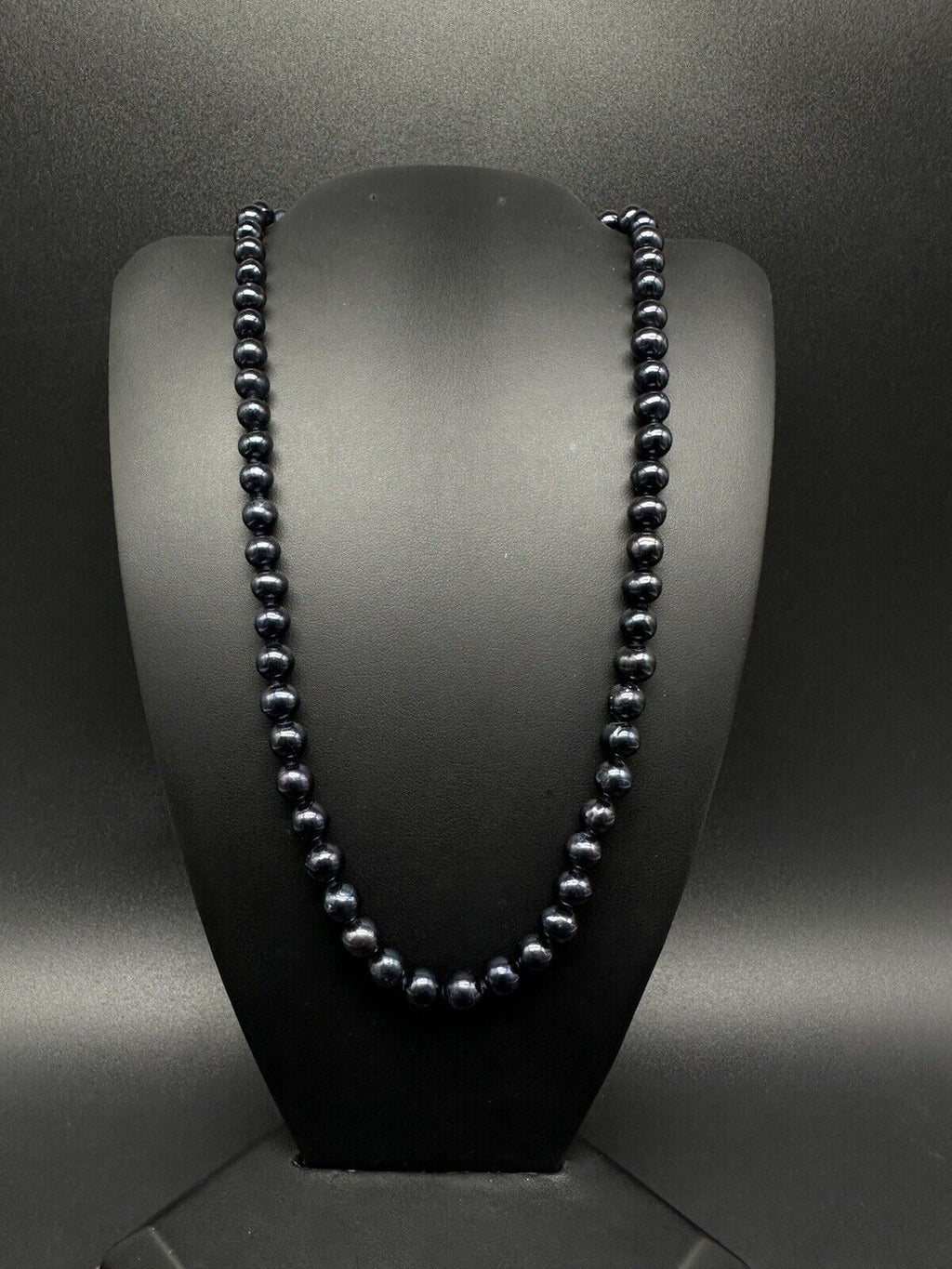 Black Baroque Genuine Pearl Necklace 18”