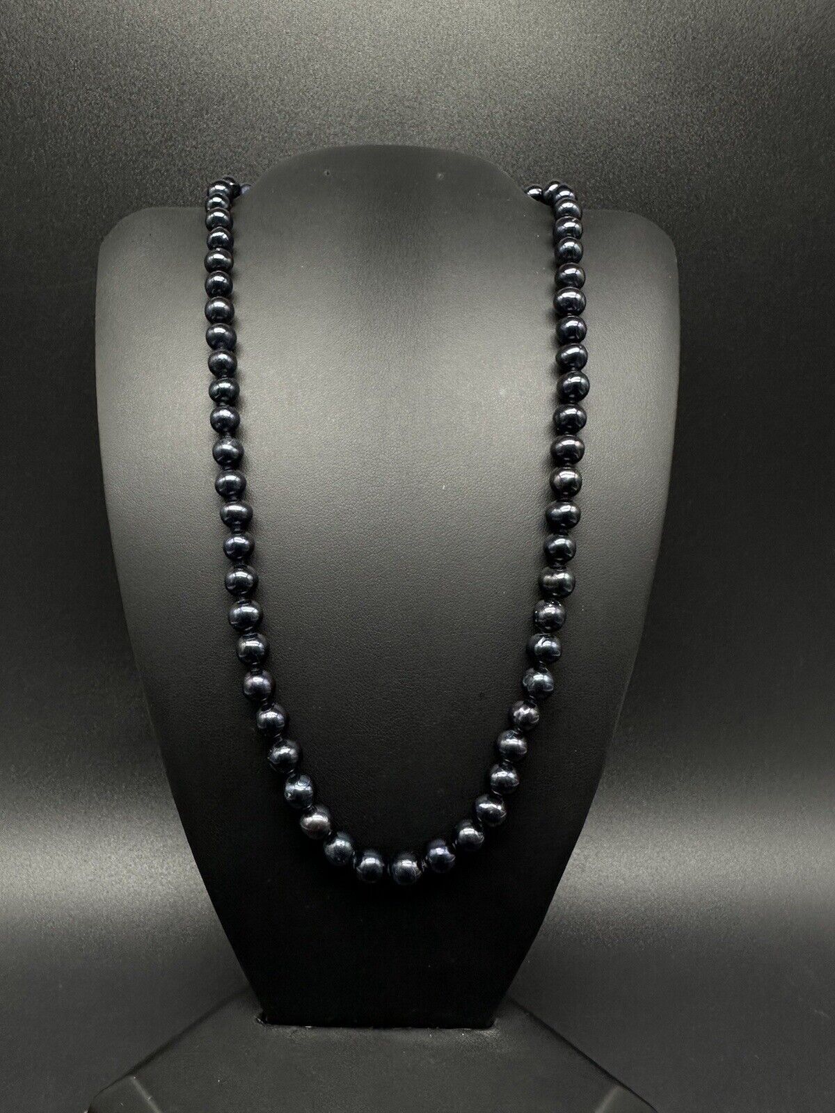 Black Baroque Genuine Pearl Necklace 18”