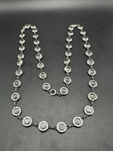 Vintage Silver Tone Crystal Bezel Germany Necklace 36”