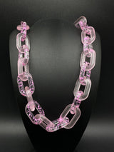 Pink Translucent Cable Link Frosted Acrylic Chain Link Necklace 20”~Cute!!!