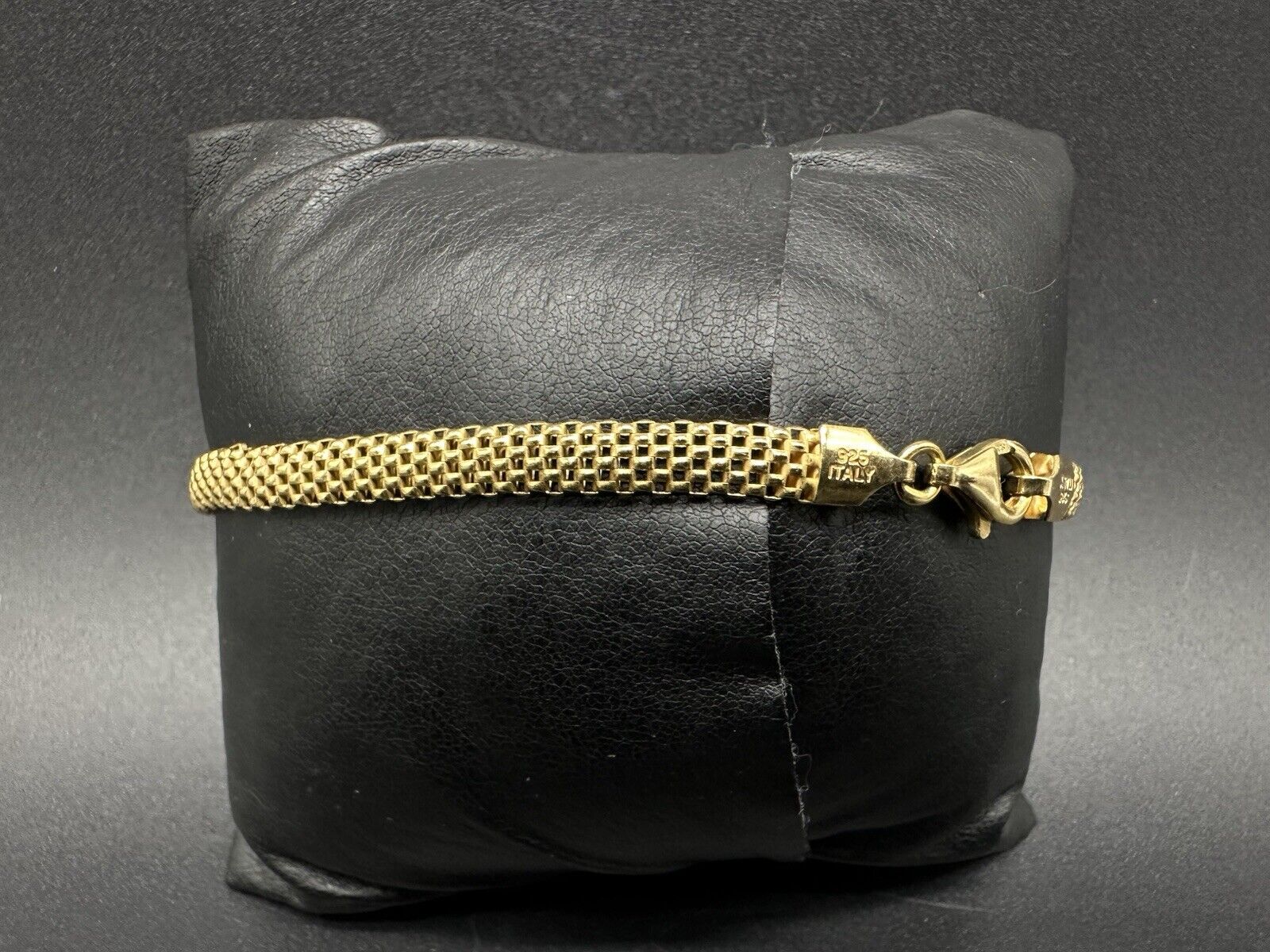 Vintage Unisex Sterling Silver Vermeil Mesh 8"  Bracelet