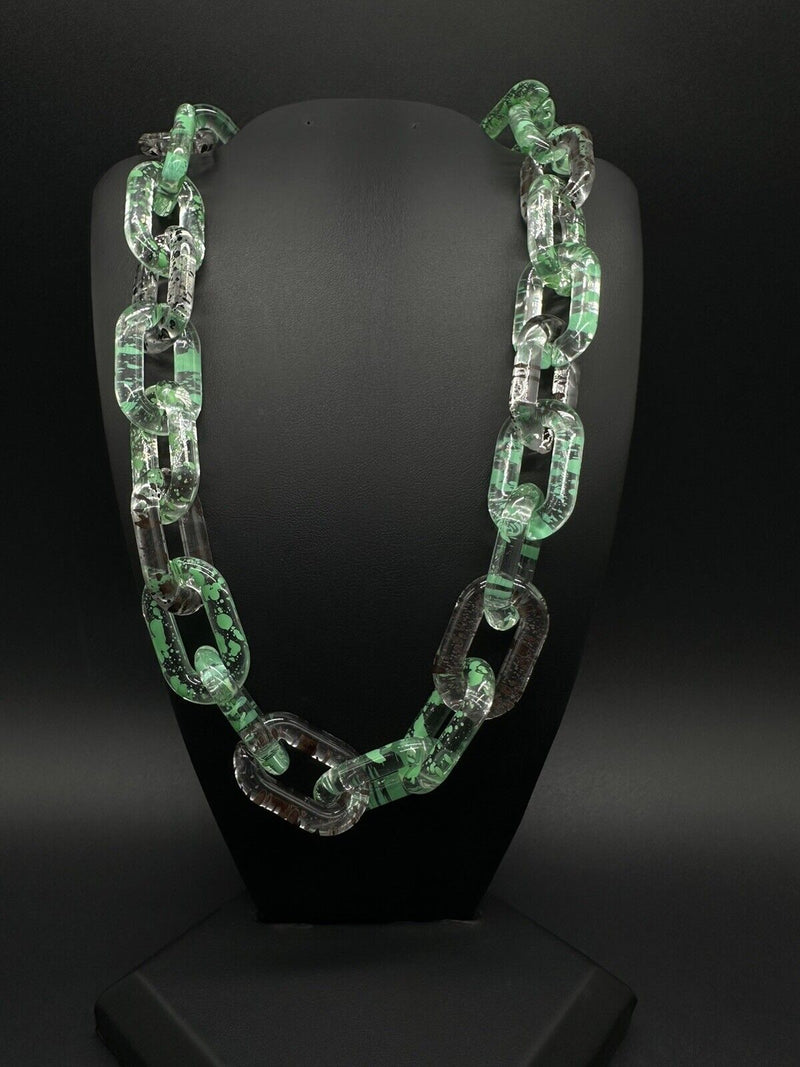 Clear Translucent Cable Link  Multicolor Acrylic Chain Link Necklace 20”