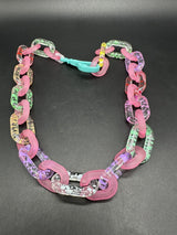 Multi Color Pink Cable Link Transparent Acrylic Chain Link Necklace 18”