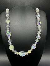 Classic Graduated Aurora Borealis Crystal Necklace 34”  78Gs