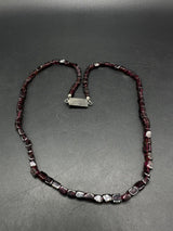 Vintage Sterling Silver Clasp 19” Garnet Gemstone Necklace