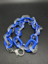 Blue And White/Translucent Cable Link Acrylic Chain Link Necklace 20”