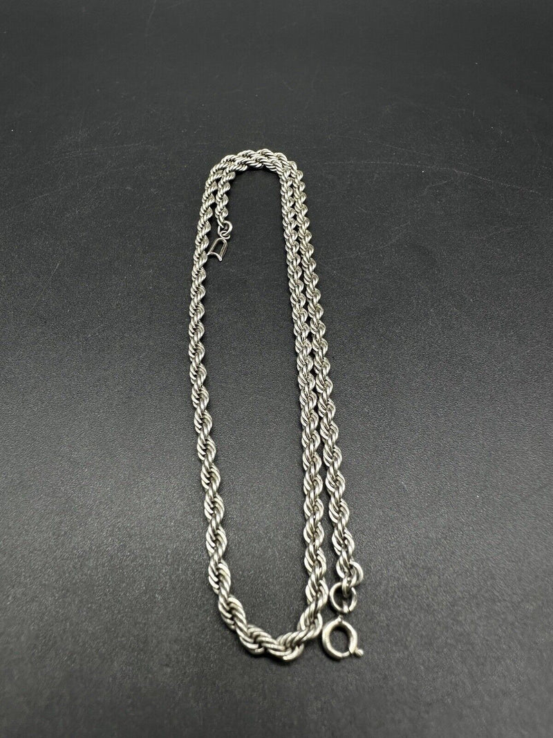 Real Solid Sterling Silver Rope Chain Necklace