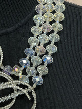 VTG Crystal Necklace Clear Aurora Borealis Statement Rhinestone Multi Strand 20"